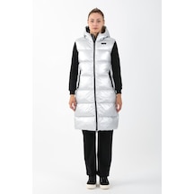 Maraton Sportswear Regular Kadın Kapşonlu Kolsuz Basic Gümüş Yelek 21287-gümüş Gümüş