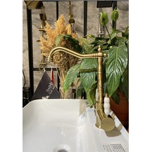 İsaoğlu Yapı Arıtmalı Batarya Arıtmalı Mutfak Musluğu Mat Gold Evye Bataryası Dore Fırçalanmış Rustik Batarya Gold