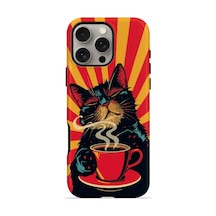 Velvoria Valestra Kahve Molası Kedi Apple Apple iPhone Uyumlu 16 Pro Max Darbe Korumalı Kılıf Valestra Select - Kahve Molası Kedi
