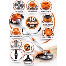 Dragro German Drg-10 + Yan Tipi Benzinli Ot Çalı Çim Biçme Tırpanı + Full Set Hediyeli T