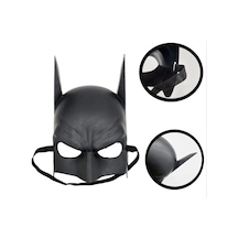 Siyah Renk Çocuk Boy Arkadan Lastikli Batman Maskesi A Kalite 20x14 Cm