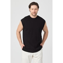 Urbantrendstore Unisex Erkek Kadın Pamuklu Antrenman Sporcu Atleti Oversize Kolsuz T-shirt Atlet Sporcu, Basketbol, Fitness, Jogging Fitness Spor Atlet Trend Atlet Gym Atlet Rahat Kalıp Salaş Günlük Atlet Siyah