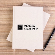 Roger Federer Text Çizgisiz Kanvas Defter Krem