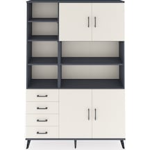 Arges Dolap 9 Raflı 4 Çekmeceli 4 Kapaklı 132x30x195 Antrasit-aytaşı/aytaşı Aytası/aytası