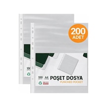 Ayrex Şeffaf Poşet Dosya 100'lü - 2 Paket - Delikli, Klasör Uyumlu A4