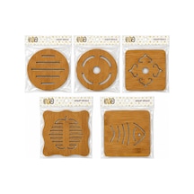 Kare 16.4x16.4cm - Yuvarlak:16.4cm Mıx Desen Bambu - Ahşap Nihale - Herhangi Bir Model Gönderilir 5705 Çok Renkli