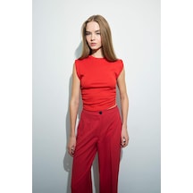 DeFacto Slim Fit Dar Kesim Bisiklet Yaka Büzgülü Ribana Atlet F4422AX25SMRD44