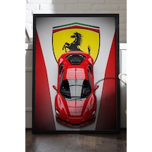 Ferrari Sp48 Siyah Ahşap Çerçeveli Poster, Dekoratif Araba Duvar Tablosu