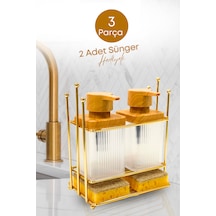 Gold Metal Standlı Ahşap Detaylı Sıvı Sabunluk