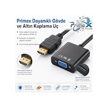 Px-1240s Hdmı To Vga Çevirici Adaptör, 30 Cm Dijital Görüntü Dönüştürücü, Hdmı Erkek Vga Dişi, Full Hd Destekli Siyah Kablo Aparatı, Pc Laptop Projeksiyon Monitör Uyumlu