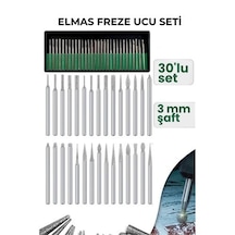 Zenvac 30 Parça Elmas Freze Ucu Seti - 3mm Şaft Profesyonel Gravür, Oyma Ve Hassas Taşlama Seti Zenvac29