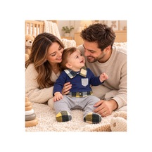Genel Markalar Ekose Yakalı Şık Erkek Bebek Tulum Lacivert - 926677450 Lacivert