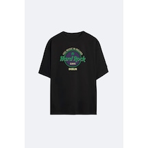 Insane Minds Hardrock Baskı Oversize Siyah Tişört Siyah