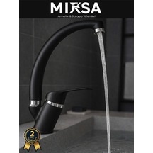 Siyah-krom Mix Kuğu Banyo Lavabo Bataryası, Musluğu, Çeşmesi Çift Su Girişli