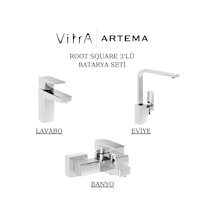 Artema Root Square Krom Lavabo-banyo-eviye Bataryası 3'lü Set A42732-A42737-A42753 Krom