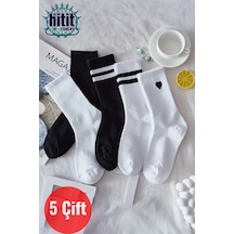 Unisex 5 Çift Premium Kalite Desenli Tenis Soket ASORTİ