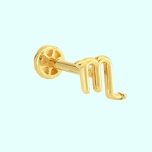 Altın Tragus Piercing 14 Ayar Akrep Burcu Altın