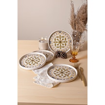 Keramika Timeless Brown Stackable Pasta Tabağı 21 Cm 4 Adet 21972 Krem