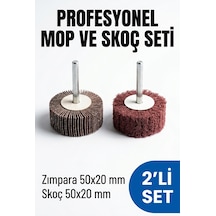 50x20 Mm Mop Ve Skoç Seti 2 Adet Matkap Ucu Temizleme Ve Parlatma Zımparası
