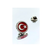 Yörük Tasarım Türkiye Mine Boyalı Yaka Rozeti Gümüş