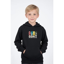 Panios Kids Kapüşonlu Kanguru Cepli Goat Baskı Detaylı Erkek Çocuk Sweatshirt Siyah