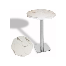 Papatya Bistro Wermodin Masa Yuvarlak 67 Cm Kromnikel - Afyon Mermer Çok Renkli