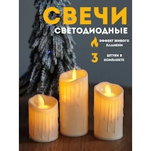 Hangfox Gerçek Alev Efekti Led Mum Seti - 3 Farklı Boyutta Dekoratif Ve Güvenli Beyaz