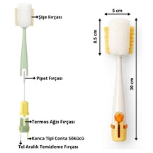 5'i 1 Arada Çok Amaçlı Şişe Temizleme Fırçası Sürahi, Kavanoz - Pipet - Kapak - Emzik Ve Biberon Temizlik Seti 4801