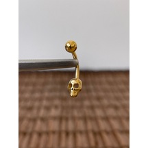 316 L Cerrahi Çelik Anti Alerjik 10 Mm Kuru Kafa Model Göbek Piercingi Kuru Kafa Piercing Siyah