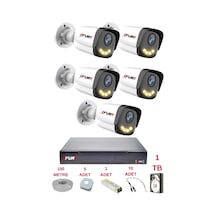 Fury 5 Kameralı 4 Warm Led Gece Renkli Görüş-cepten İzle-su Geçirmez Güvenlik Kamerası Seti 1tb