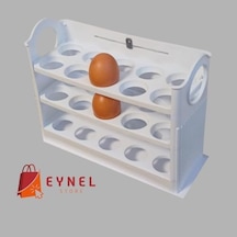 3 Katlı Yumurtalık Buzdolabı Organizeri Saklama Kabı 30 Bölmeli Raflı Yumurta Kutusu Düzenleyici 1, Beyaz 6998