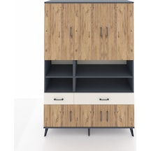 Hyperion Dolap 8 Raflı 2 Çekmeceli 6 Kapaklı 132x44x195 Antrasit-çam/aytaşı Atlas Çam/aytası