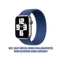 Apple Watch Se 44mm İçin Kordon, Large Size, 160mm Knitted Fabric Single Loop Mavi Watch Se 44mm İle Uyumlu Kordon - Mavi Çok Renkli