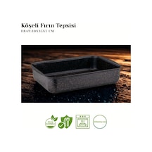 30x35 Cm Granit Köşeli Tepsi - Siyah Siyah