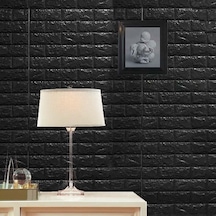 Nw06-70x500cm Kendinden Yapışkanlı Siyah Tuğla Desen 3d Duvar Kağıdı Paneli Tek Parça Diğer