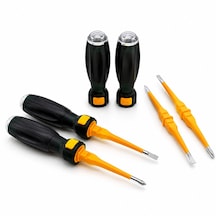 18 Adet Tak Çıkar 2in1 Düz - Yıldız Uç Ergonomik Sap Kontrol Kalemi - Tornavida Korumalı Lrd-160 53
