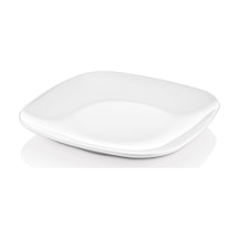 12 Adet Melamin Kare Oval Köşeli Beyaz Servis Tabağı - Tatlı Ve Sunum Tabağı 17 Cm