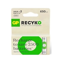Gp Recyko 650 Serisi 650 Mah Nimh Aaa İnce Kalem Boy 2'li Şarjlı Pil