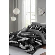 Tr %100 Pamuk Saten Çift Kişilik Nevresim Takımı Dark Feather, Monohome35594 Genel