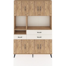 Arges Dolap 9 Raflı 3 Çekmeceli 6 Kapaklı 132x30x195 Çam-çam/... Çam