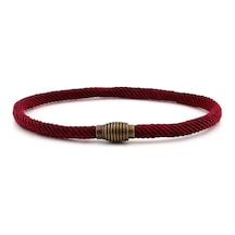 Bordo Örgülü Ip Metal Miknatisli Klips Erkek Bileklik Bt463 Çok Renkli