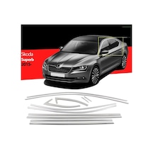 Autogp Skoda Süper B Cam Çerçevesi Kenar Çıtası Krom Tamtur 2015 / 2022+ 12 Parça