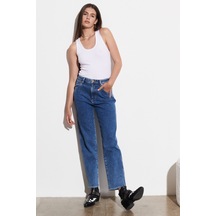 Wrangler Mom Straight Fit Yüksek Bel Esnek Jean Kot Pantolon W27M16Z18 Mavi