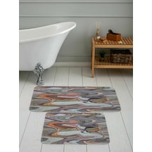 Rovigo Home Baskılı Kaymaz Taban 2 Li Banyo Paspas Takım Rvg5086-100X60-60X50 Çok Renkli