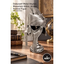 1 Adet Metal Şövalye Miğferi Biblosu Dekoratif Metal Heykel, Masaüstü Biblo, Armor Helmet Figür