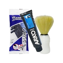 Duplo Çift Bıçaklı Tıraş Bıçağı 5'li Poşet, Tıraş Kremi 100 Gr, Tıraş Fırçası Seti Cool