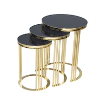 Zigon C BRC Model Düz Siyah Temper cam Metal Çelik Gold Renk Kaplama Ayak El Yapım