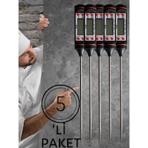5 Adet Siyah Renk Dijital Gıda Yemek Termometresi Yemek Isı Ölçer