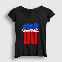 Presmono Kadın Blocks Gorillaz T-shirt Siyah