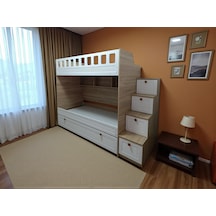 Kıbrıs Komple Mdf Membran Yavrulu Ranza Meşe Beyaz 190 x 90